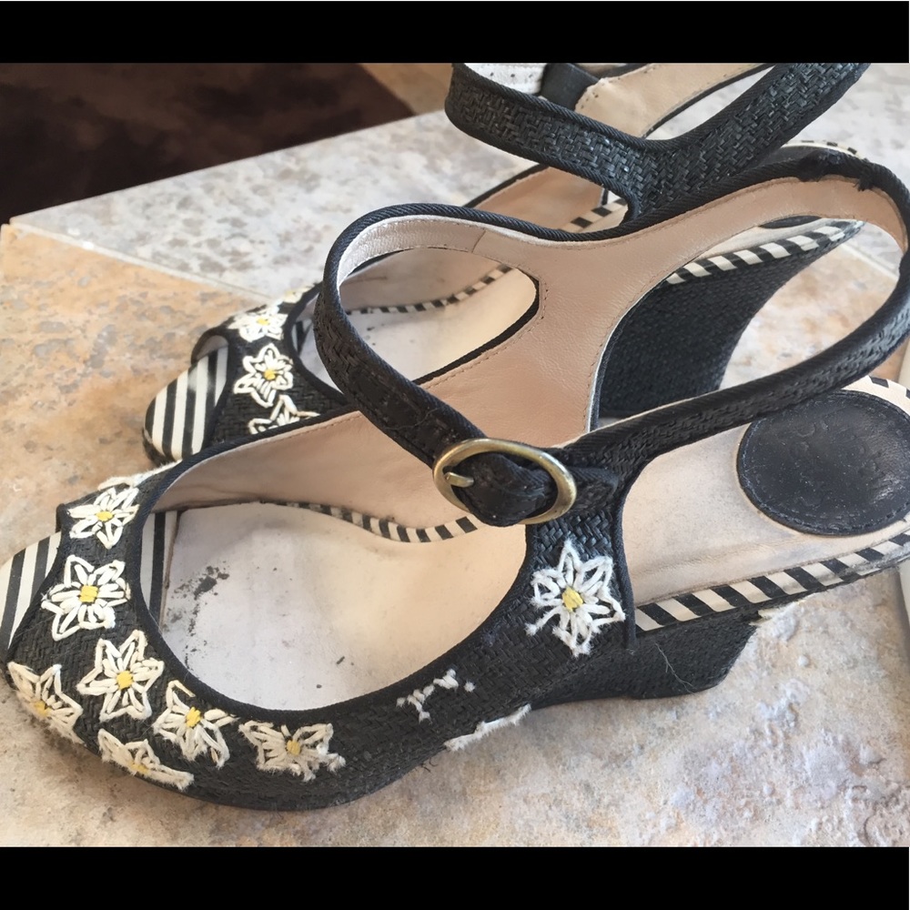 Anthropologie embroidered wedges